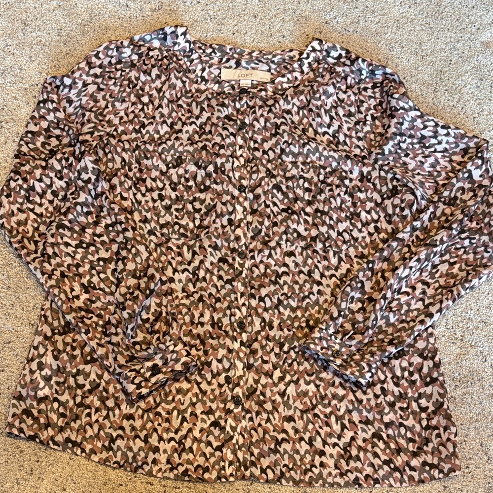 LOFT Multicolor Patterned Blouse